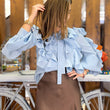 Cargar imagen en el visor de la galería, Camisa celeste volantes