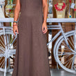 Cargar imagen en el visor de la galería, Vestido marrón lino