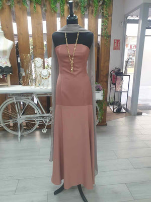 Vestido largo rosa empolvado
