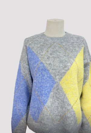 Jersey amarillo gris y azul