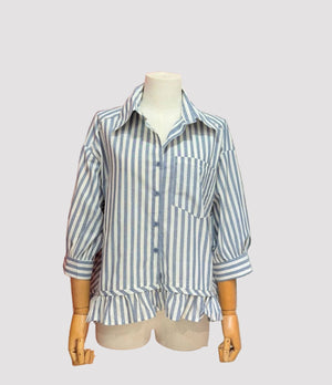 Camisa rayas celeste volantito
