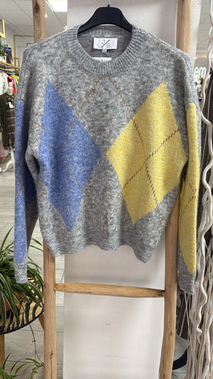 Jersey amarillo gris y azul