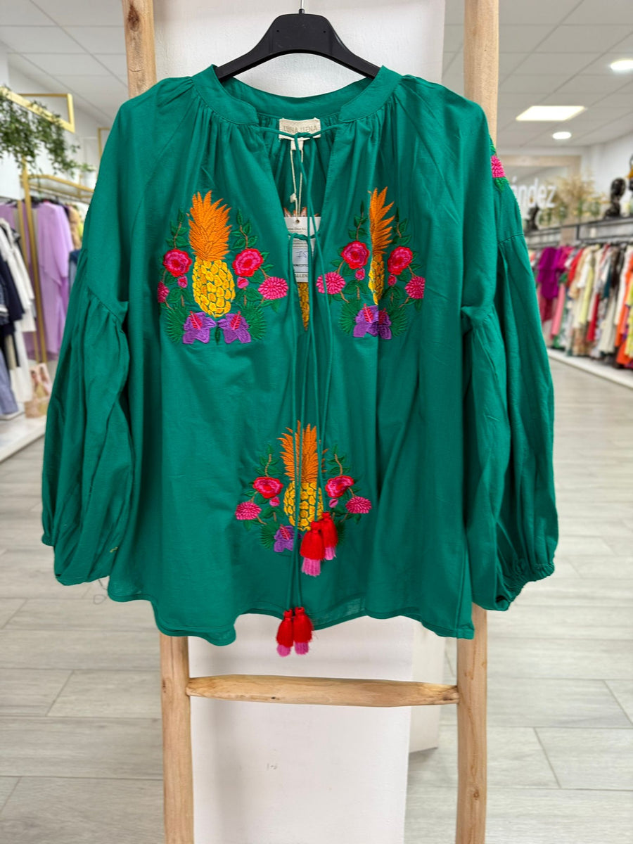 Camisa verde bordada spring