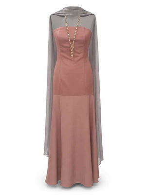 Vestido largo rosa empolvado