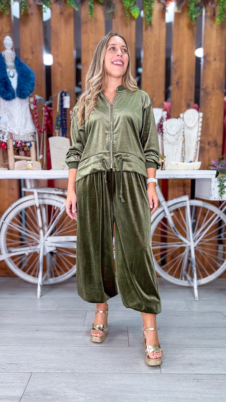 Bomber terciopelo verde