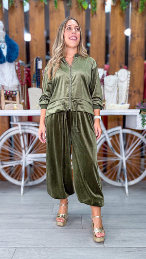 Bomber terciopelo verde