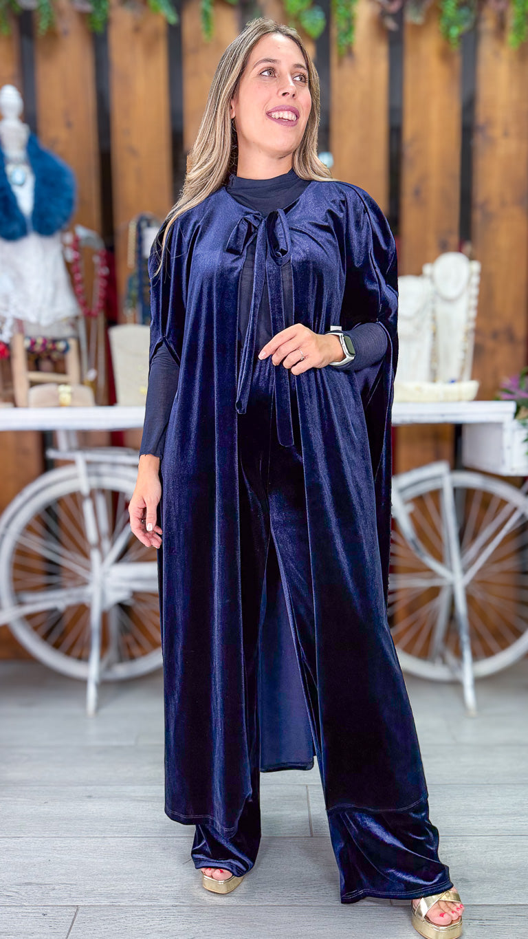 Abrigo largo sin mangas terciopelo