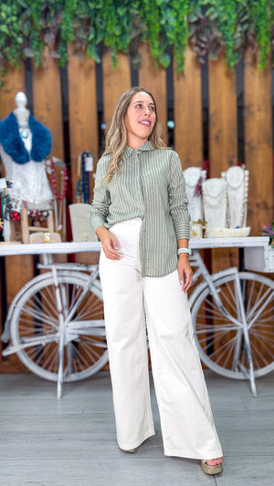 Blusa rayas plateada