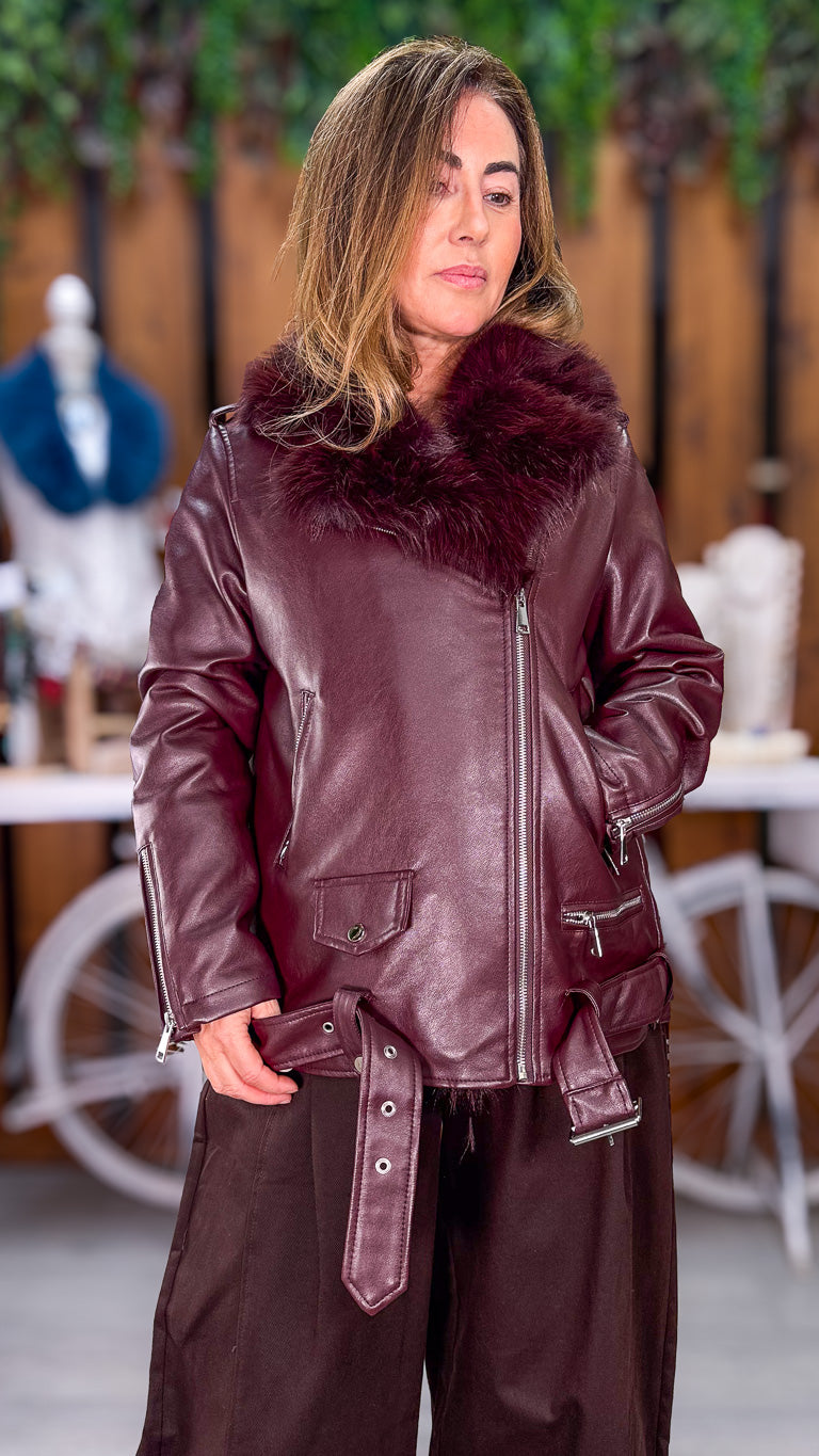 Biker polipiel granate