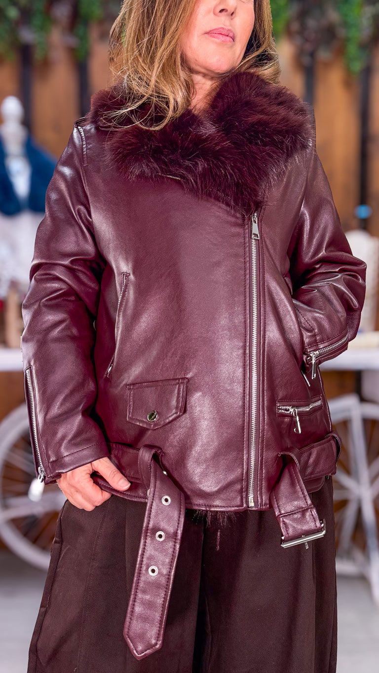 Biker polipiel granate