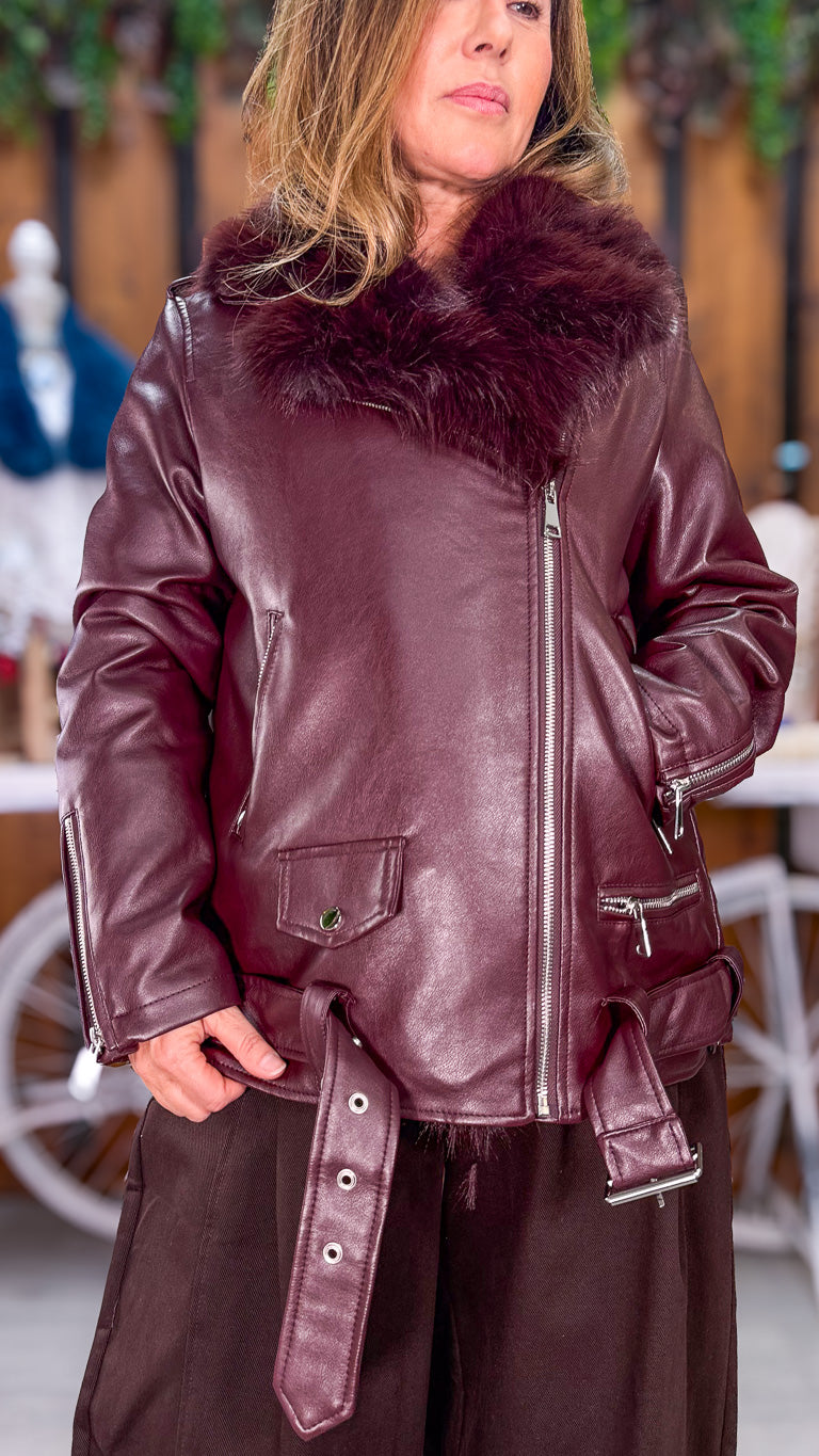 Biker polipiel granate