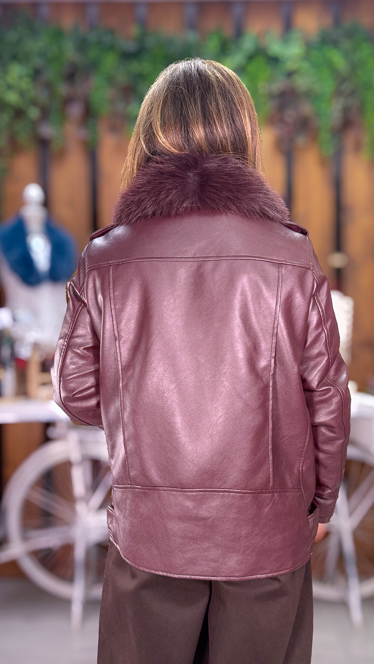 Biker polipiel granate