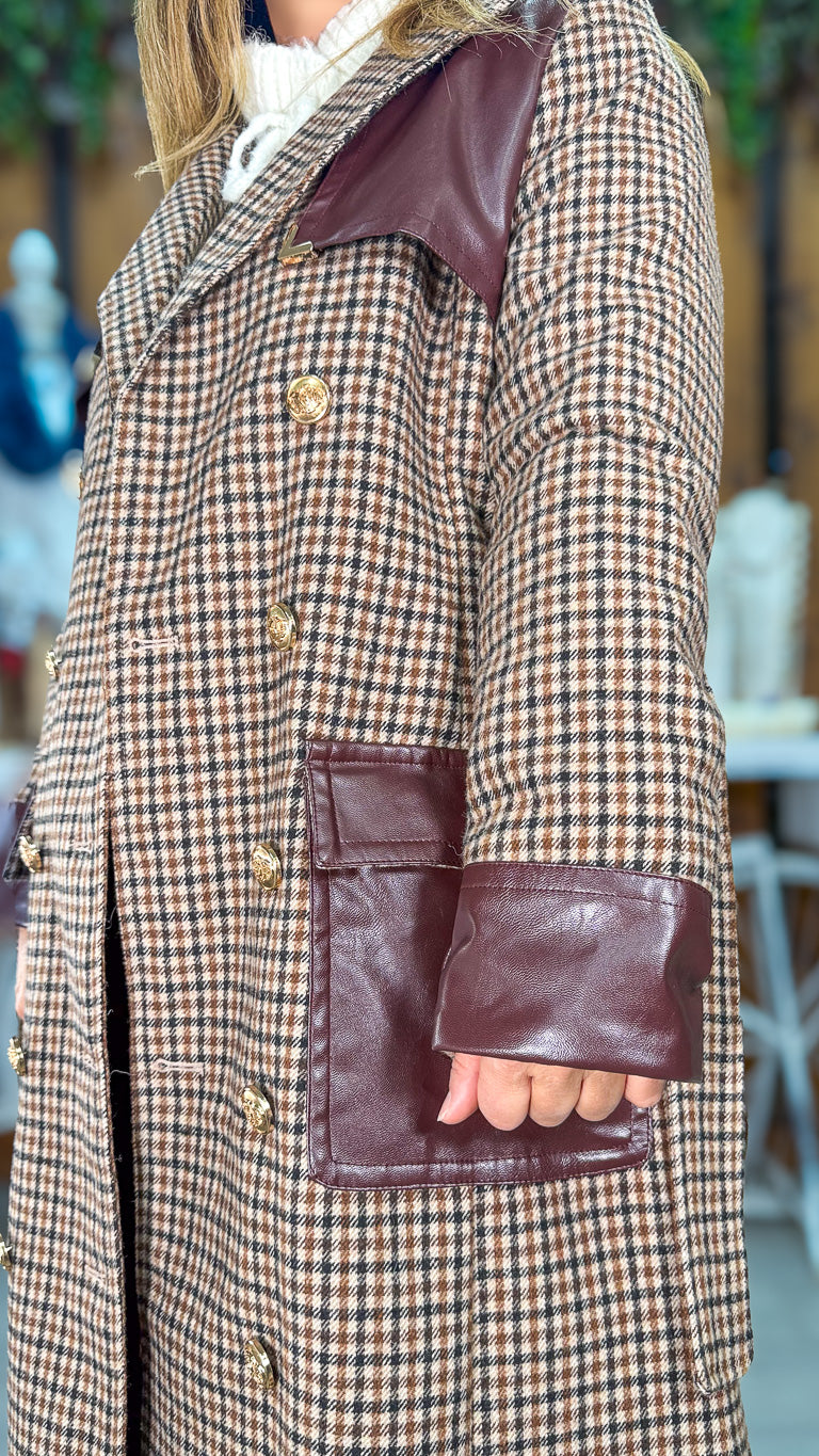 Abrigo pata de gallo polipiel