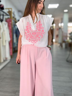 Camisa bordada fluor