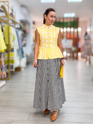 Falda Midi Vichy Botones