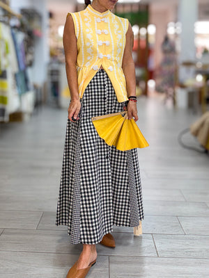 Falda Midi Vichy Botones
