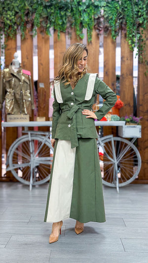 Chaqueta verde y blanca