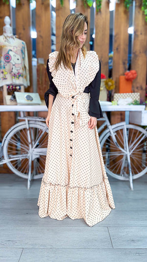 Pañoleta beige lunares