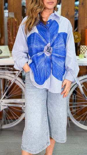 Camisa flor azul