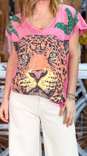 Camiseta tigre rosa