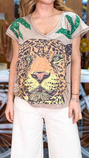 Camiseta beige tigre