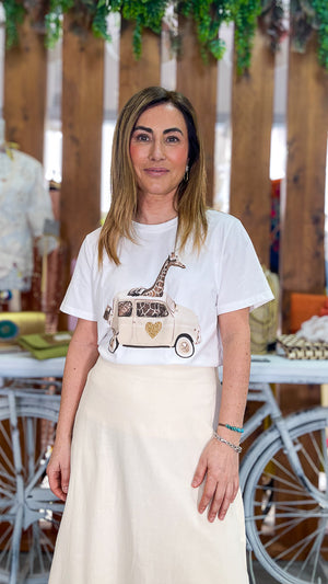 Camiseta jirafa coche