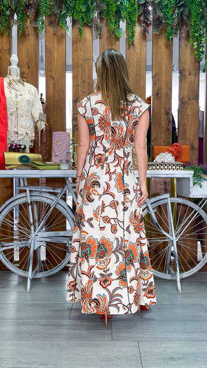Vestido flores naranja