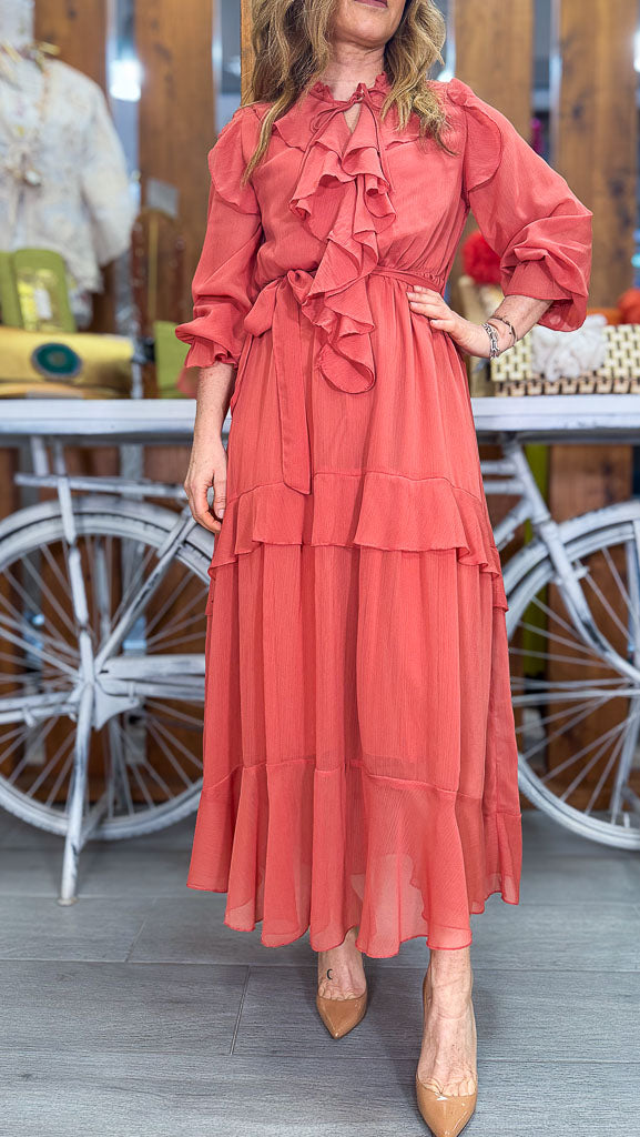 Vestido naranja lazo