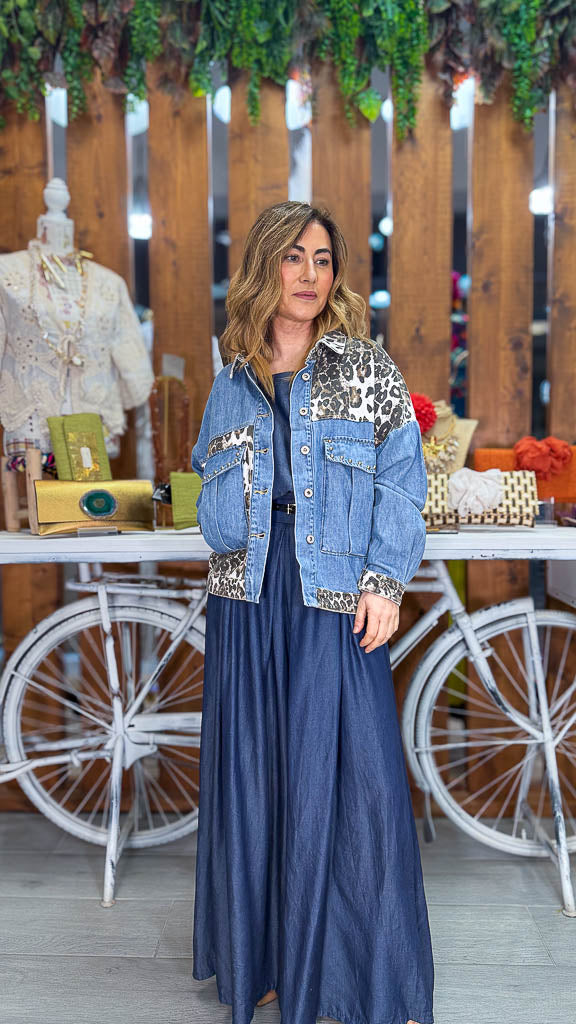 Animal Print Outfit Chamarra De Mezclilla Larga Mezclilla Chamarra