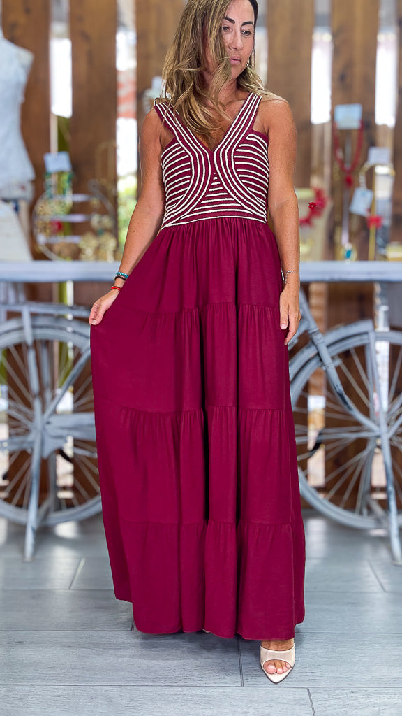 Vestido largo burdeos