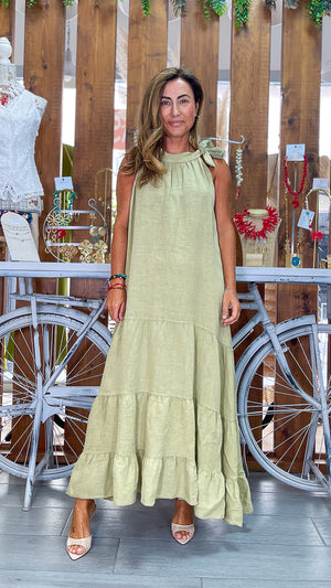 Vestido largo tirante nudo