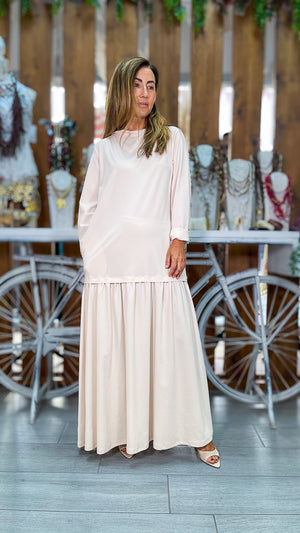 Vestido punto beige