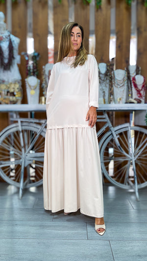 Vestido punto beige