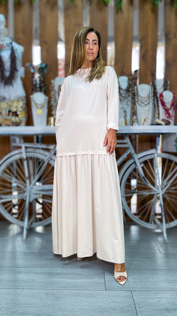 Vestido punto beige