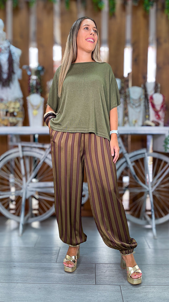 Pantalón bombacho rayas
