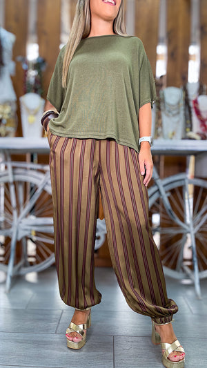 Pantalón bombacho rayas