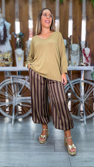 Pantalón bombacho rayas
