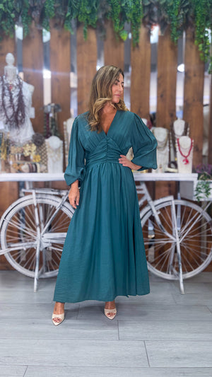 Vestido aguamarina abullonada