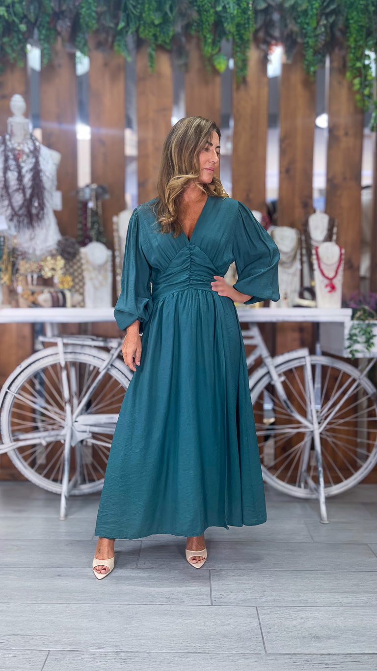 Vestido aguamarina abullonada