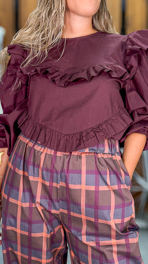 Blusa volantes burdeos