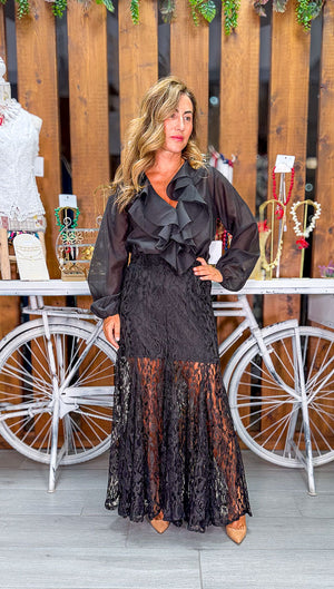 Camisa volantes negra
