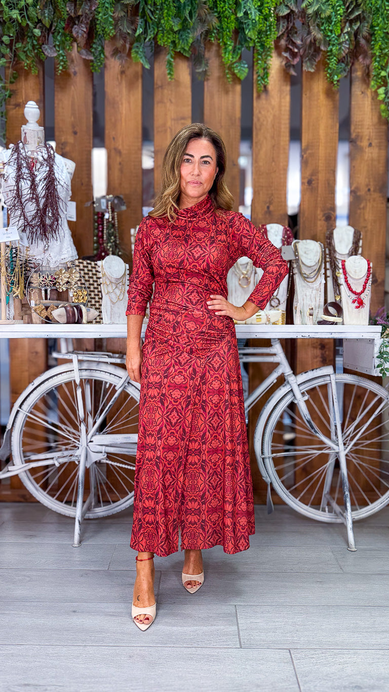 Vestido coral estampado