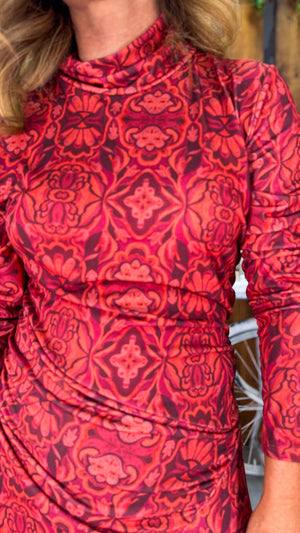 Vestido coral estampado