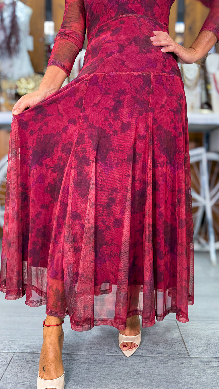 Vestido gasa granate