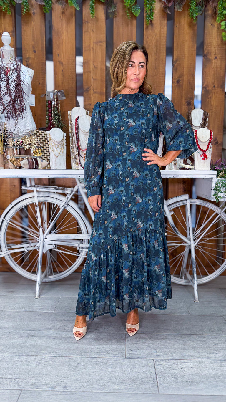 Vestido gasa aguamarina