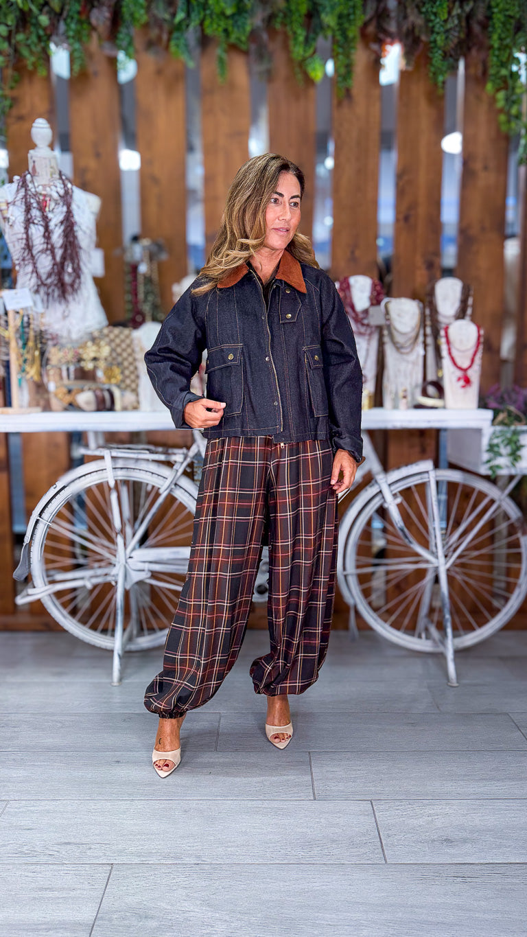 Pantalón bombacho de cuadros