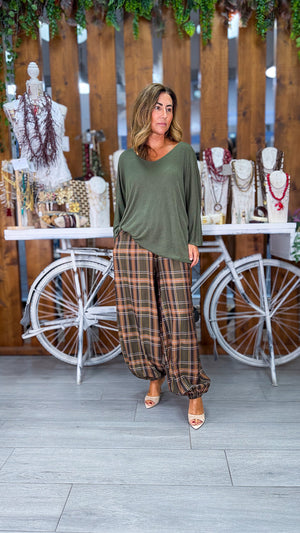 Pantalón bombacho de cuadros