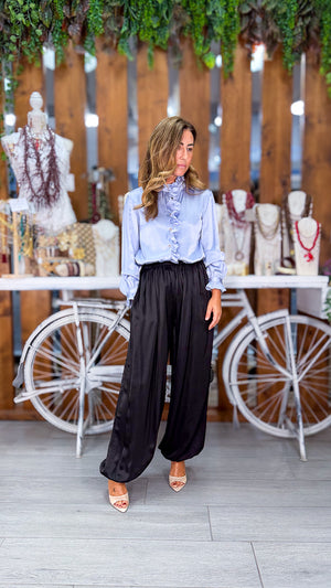 Pantalón bombacho liso satinado