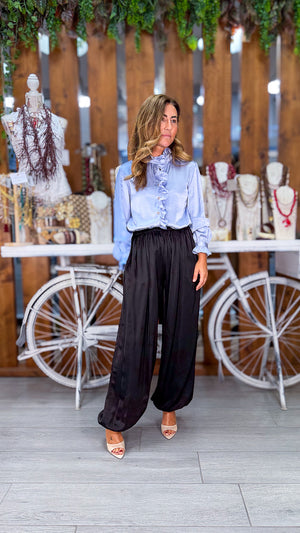 Pantalón bombacho liso satinado
