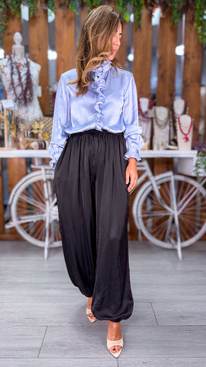 Pantalón bombacho liso satinado